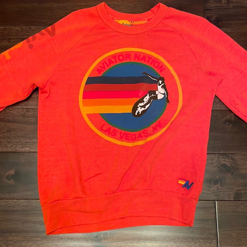 Aviator nation LAS VEGAS crewneck only worn once!!! xs size. color is orange.